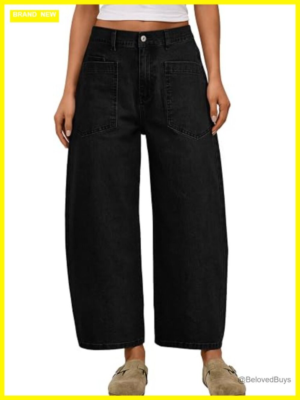 High Waisted Barrel Jeans - Vintage Wide Leg Ankle Length Denim Pants